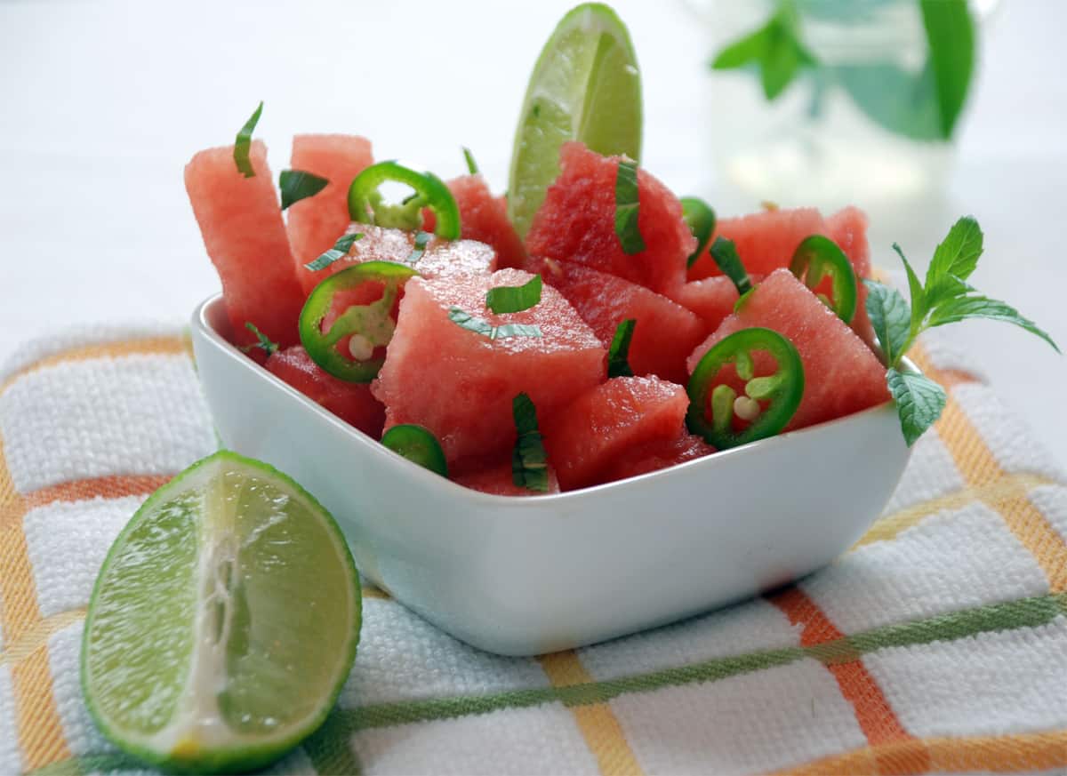 Carbonated watermelon salad