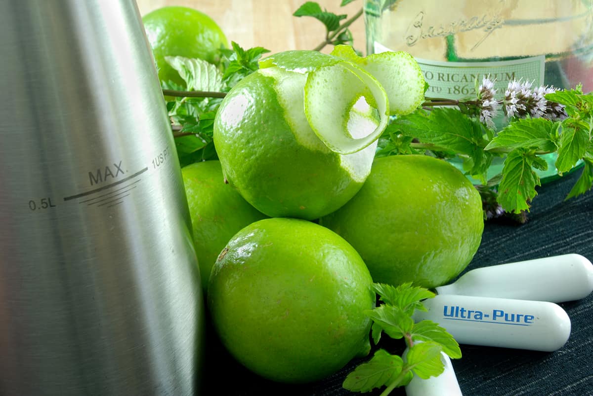 Mojito infused rum whipping siphon