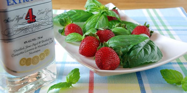 Strawberry basil infused rum