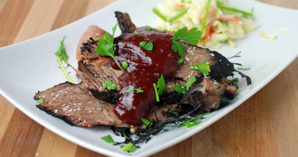 Sous vide brisket cranberry bbq sauce side