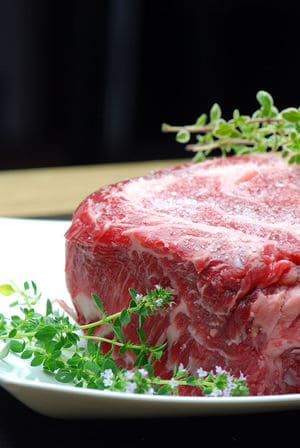 Sous vide ribeye charred raw v