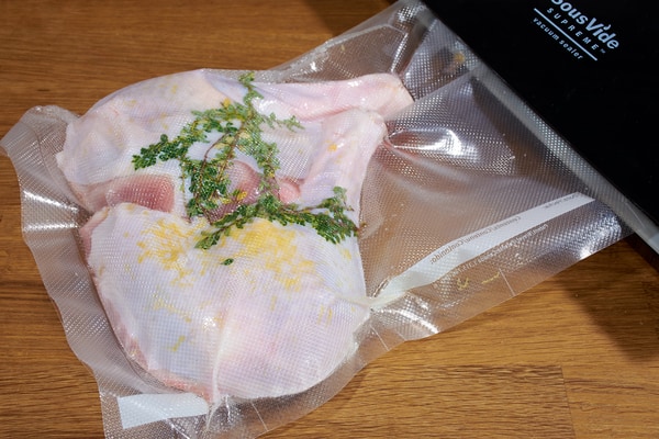 Sous vide turkey thigh in bag