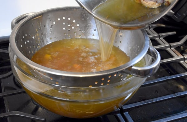 Pressure cooked turkey stock strain