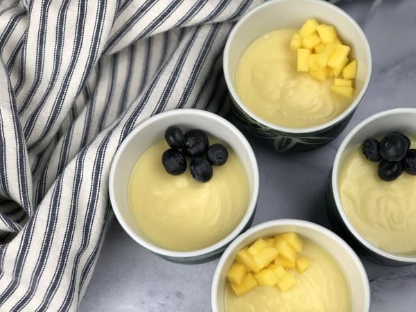 Sous vide white chocolate cream over