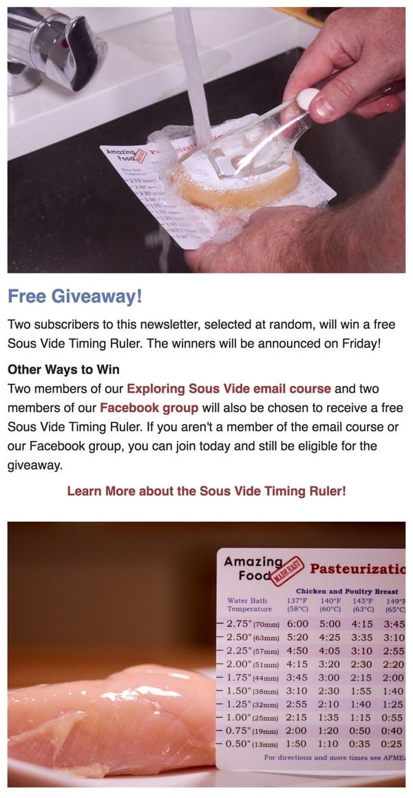 Sous vide giveaway email ruler
