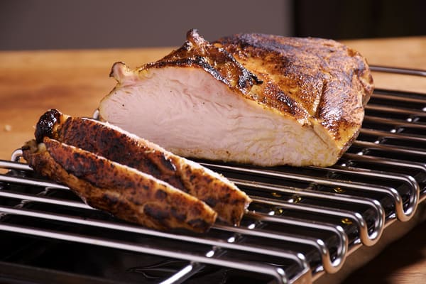 Sous vide turkey green curry seared cut cen