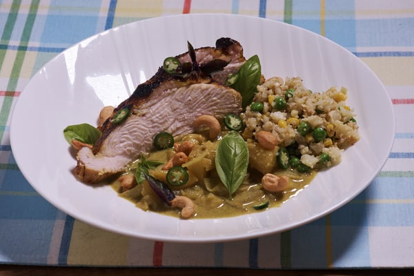 Sous vide turkey green curry wide