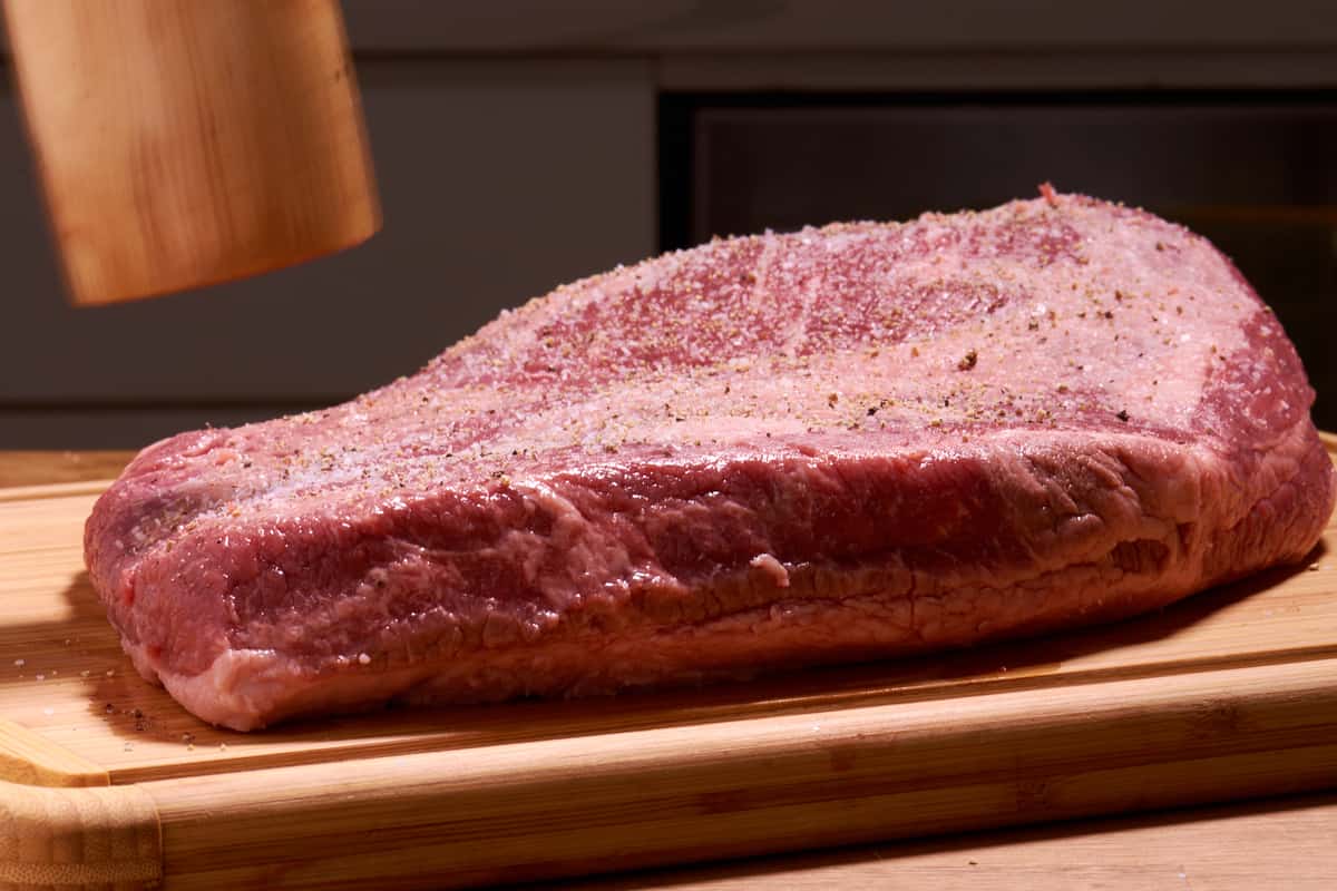 Sous vide smoked brisket raw pepper