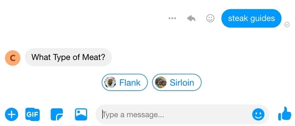 Custom quick replies facebook messenger