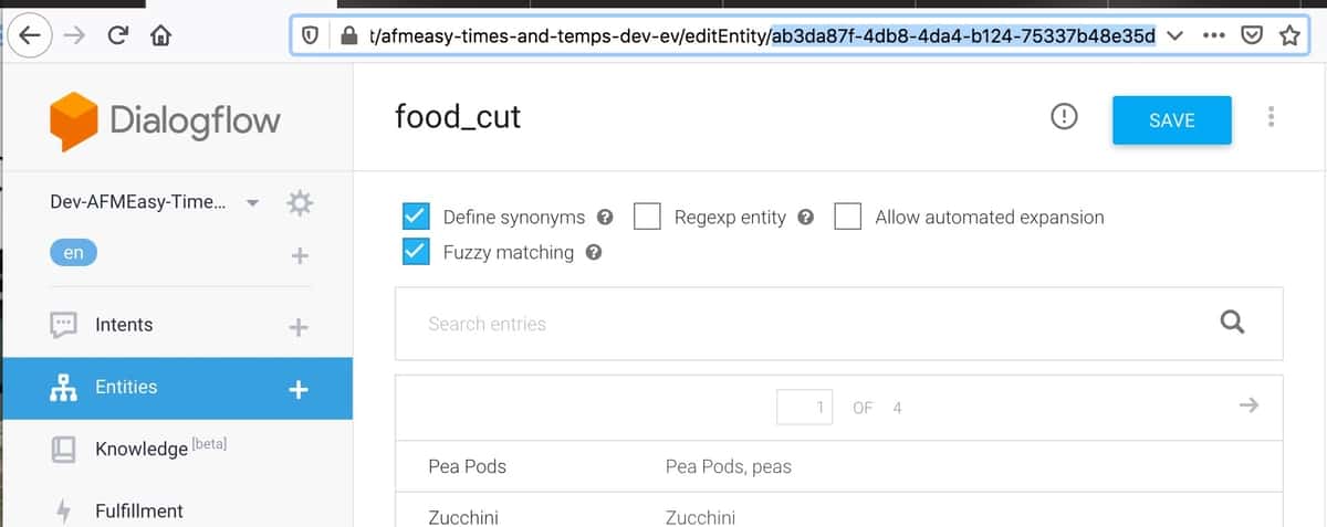 Manually getting entity type names in dialogflow