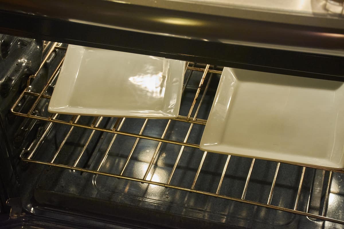 Plates in oven 5