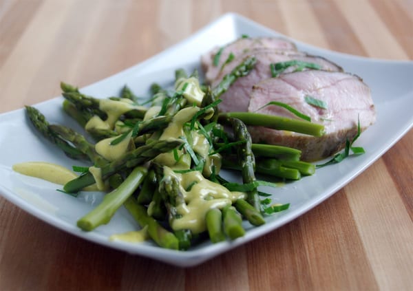 Sous vide asparagus with turkey