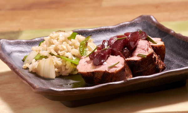 Sous vide boar tenderloin cherry black