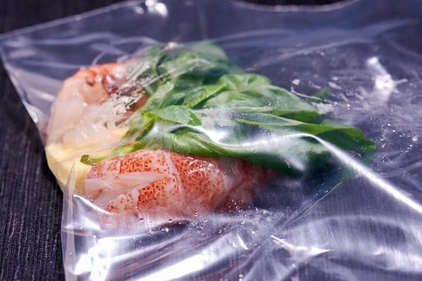 Sous vide lobster tomato salad bagged