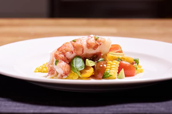 Sous vide lobster tomato salad side