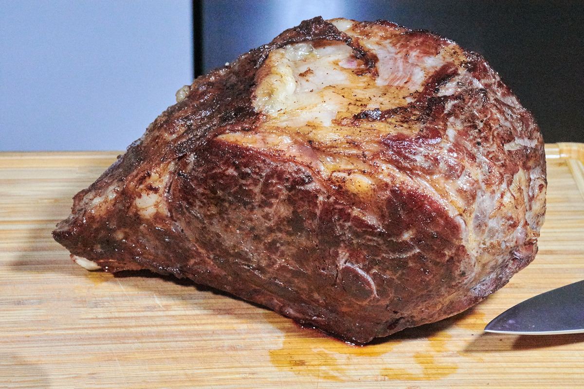 Sous vide prime rib roast seared