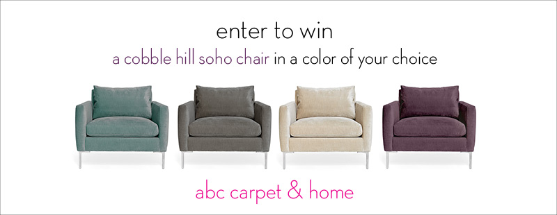 Enter to Win a Cobble Hill Soho Chair from ABC Carpet & Home in Color of Your Choice.