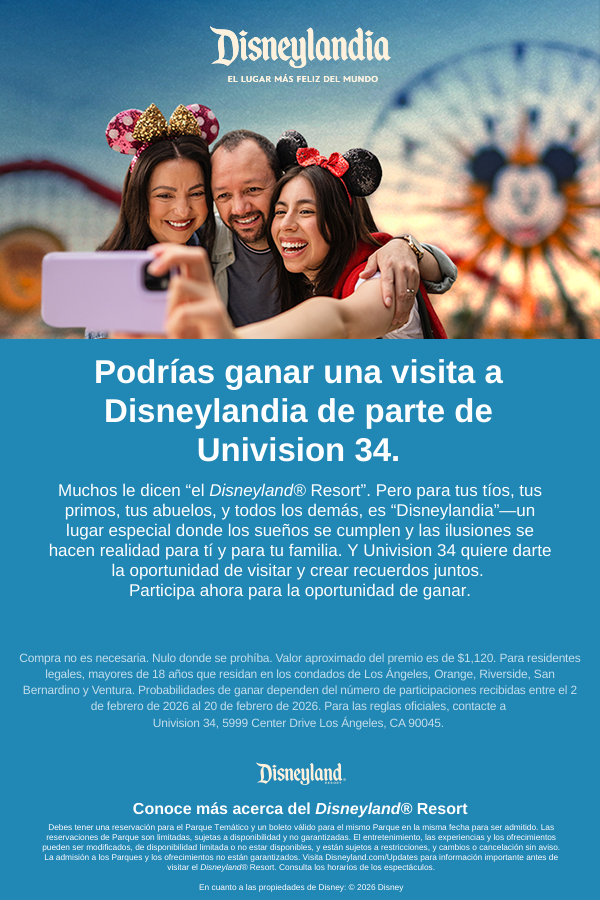 6 p.m. DISNEYLANDIA GIVEAWAY