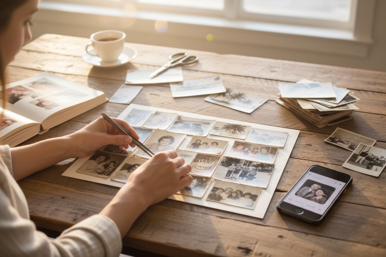 How to create collages out of old photos illustration