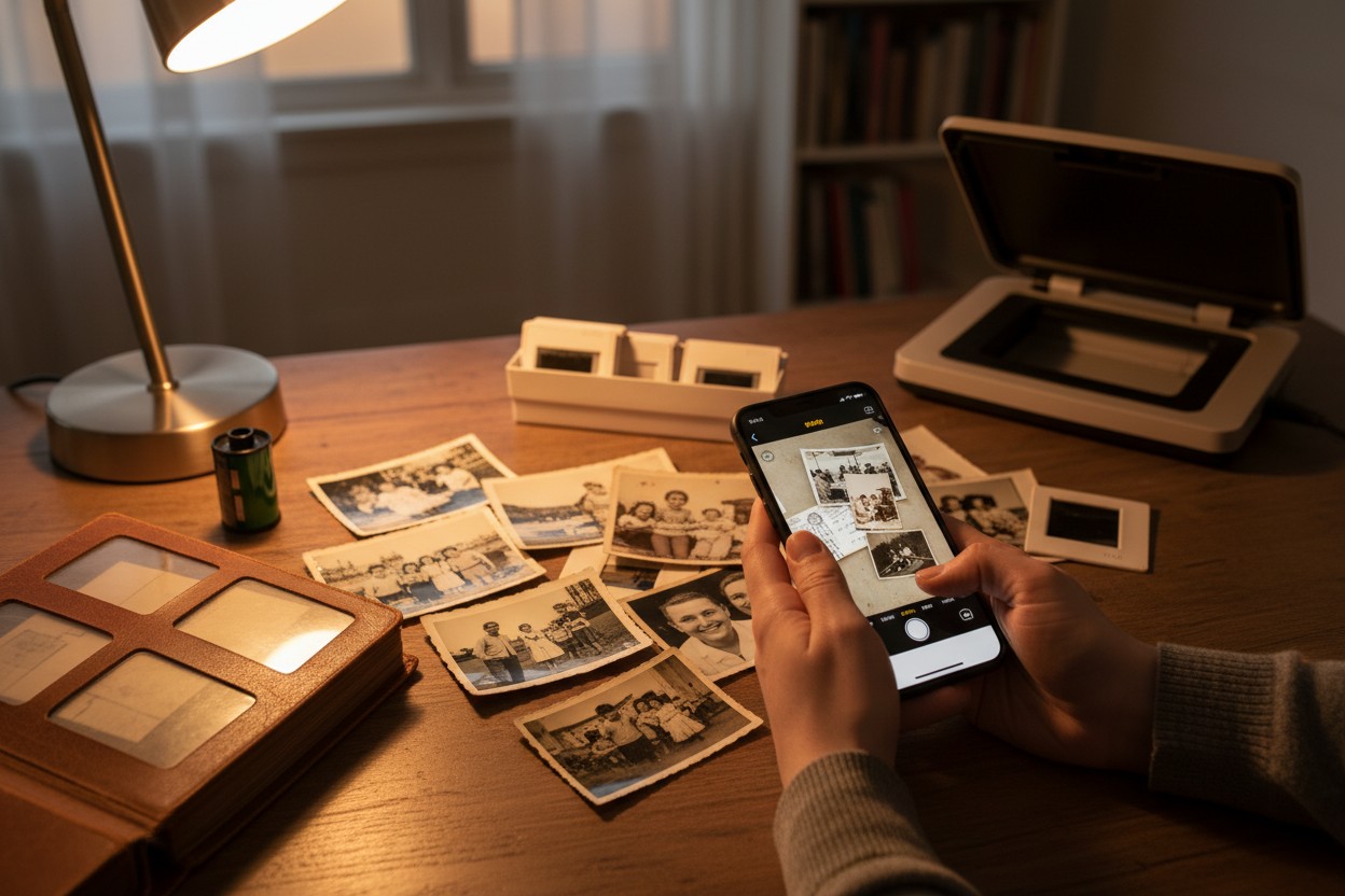 Phone Photo Scanning Quality vs Scanner illustration