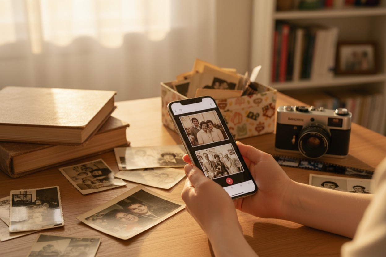 Illustratie Voordelen en Nadelen van Foto Scan Apps