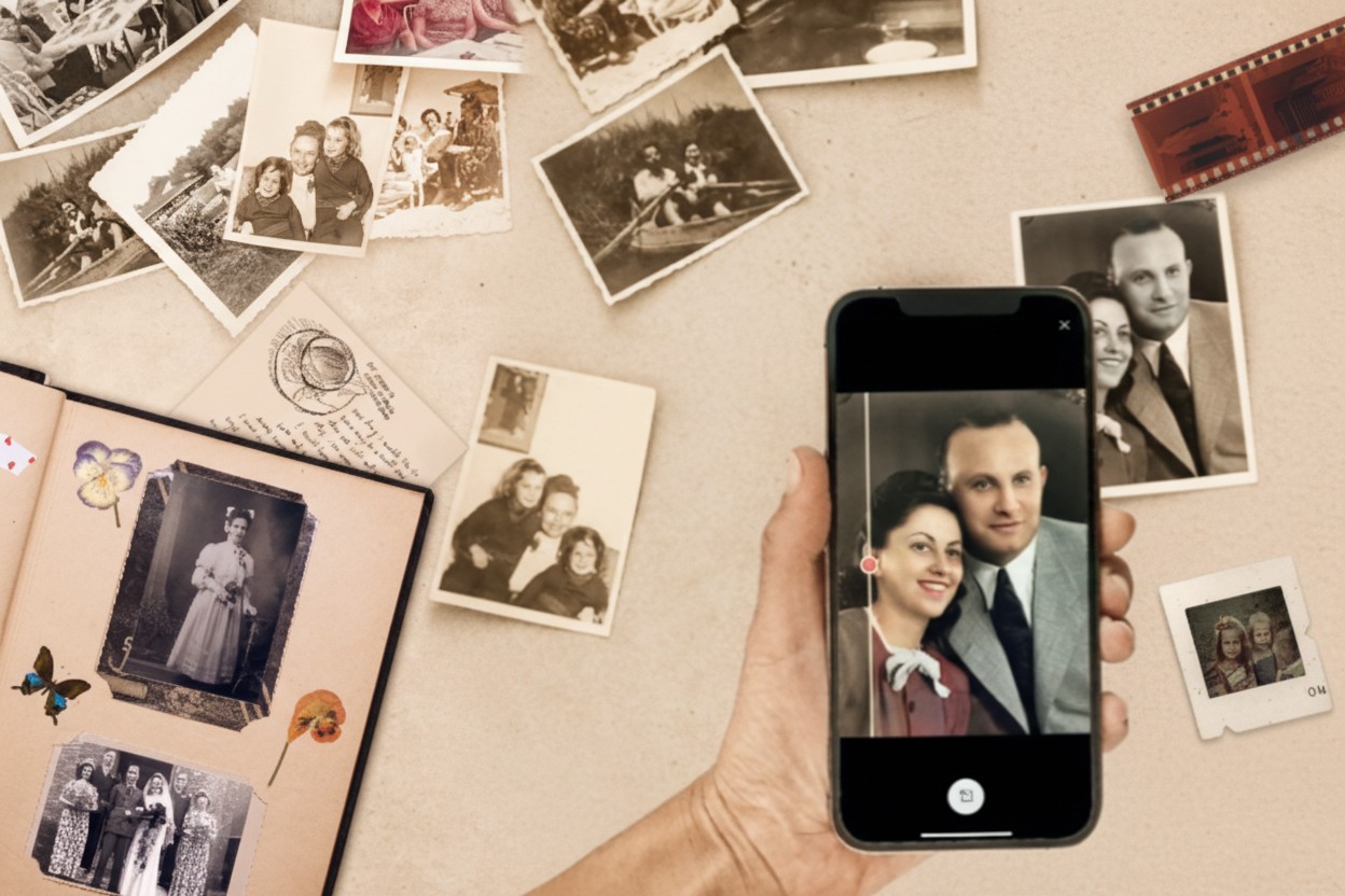 Preserving Family Stories Through Scanned Photos illustration