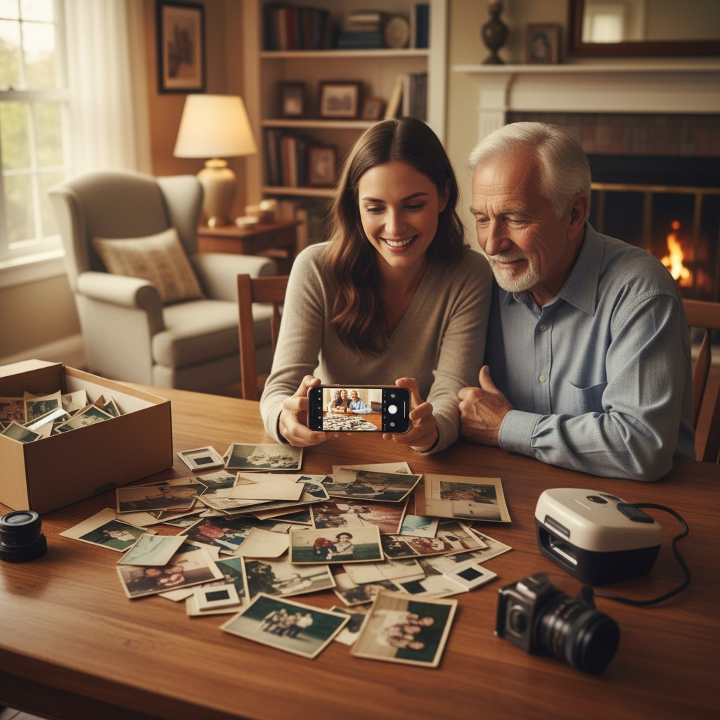 Scanning Old Family Photos for Parents illustration