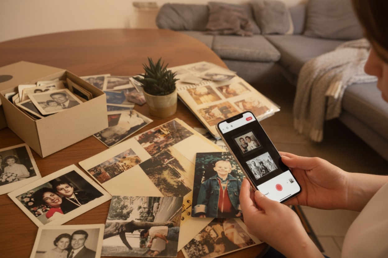 Scanning Old Photos for Mom - DIY illustration