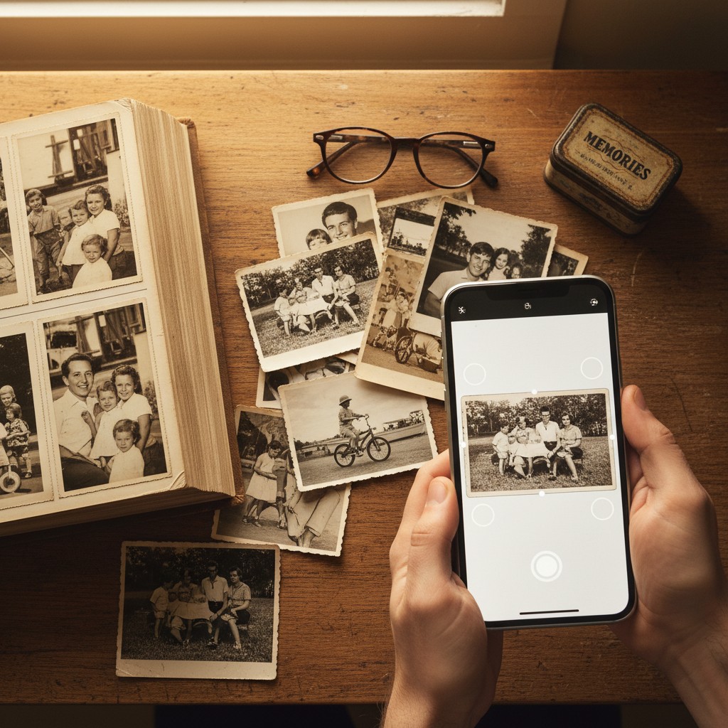 Scanning Old Photos for Mom - DIY illustration