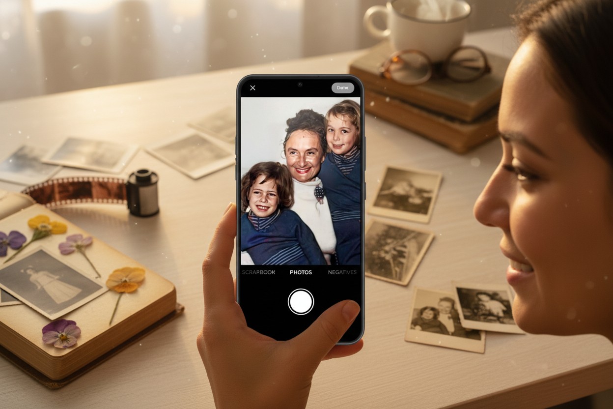 The Emotional Side of Seeing Childhood Photos Digitized illustration