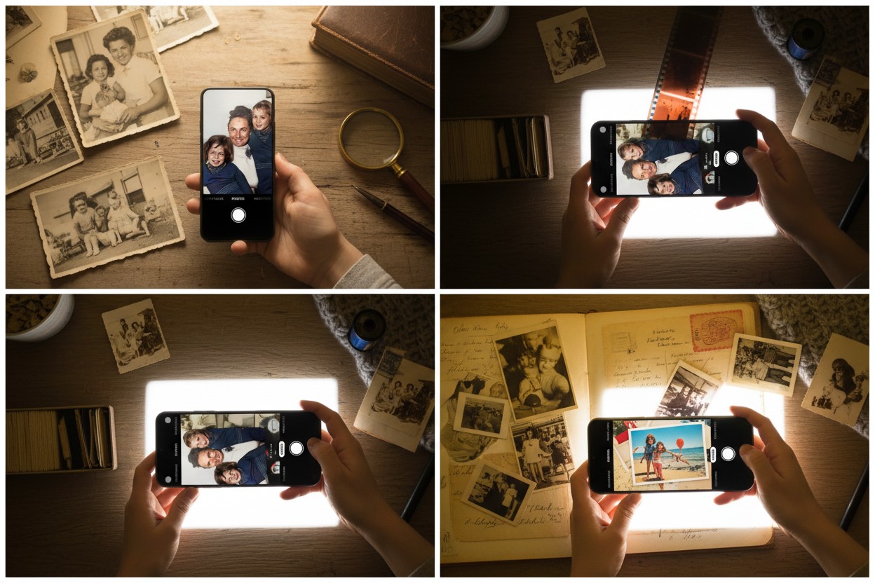 What is the best way to scan my old photos illustration