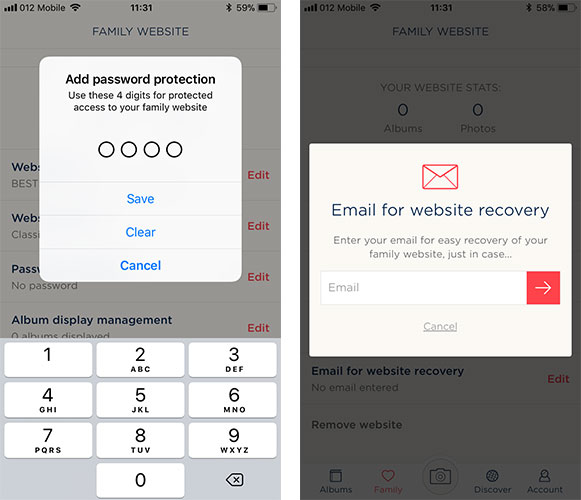 Optional password protection