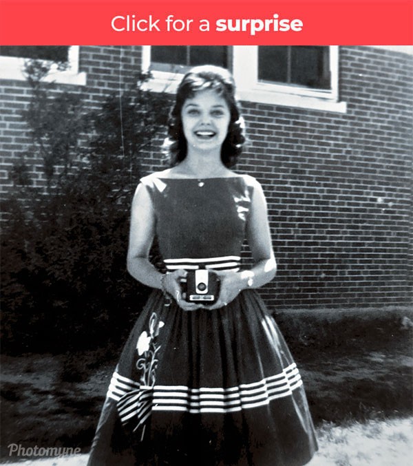 Gwyn and her friend Carmen  were taking pictures of each other. 1961