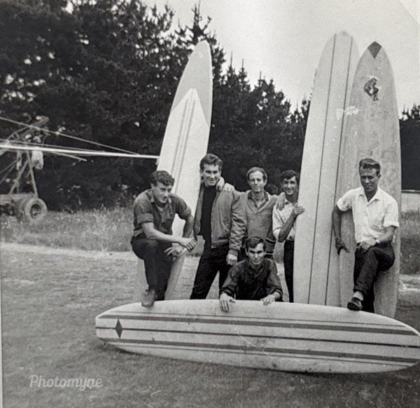 my surfing days with a balsa wood board
