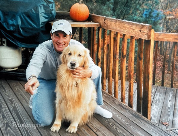 Harry with Boomer on the Deck