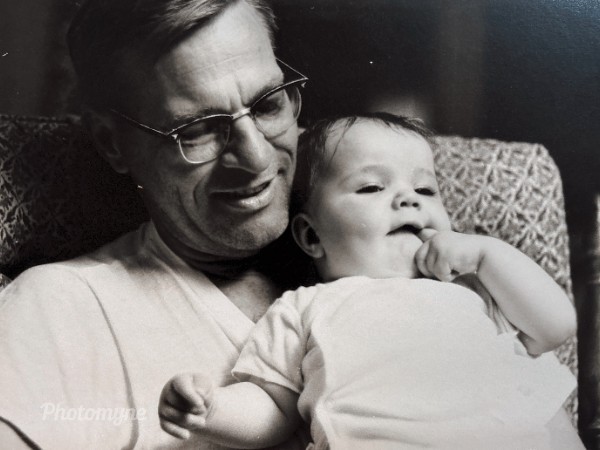 Paul Laubenthal with baby Emma. 1965