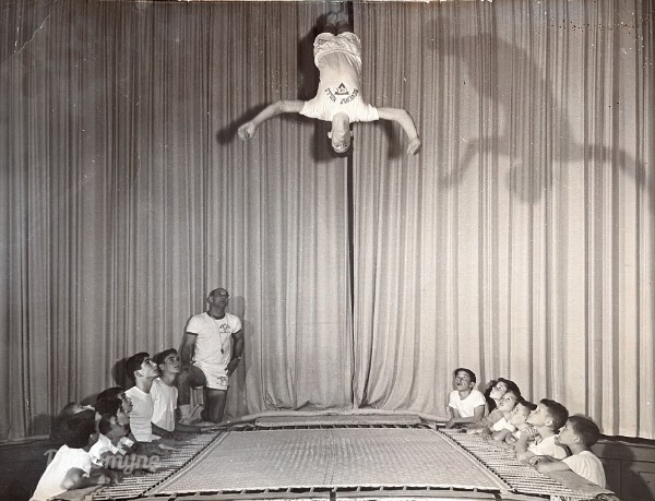 Jeffrey Milman flipping on the trampoline