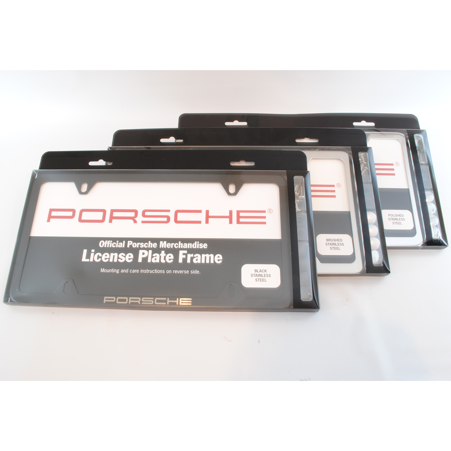 Porsche License Plate Frame Stainless Steel Slimline (multiple colors