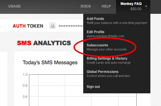 how-to-find-twilio-subaccounts How to find the UI for your Twilio Subaccounts