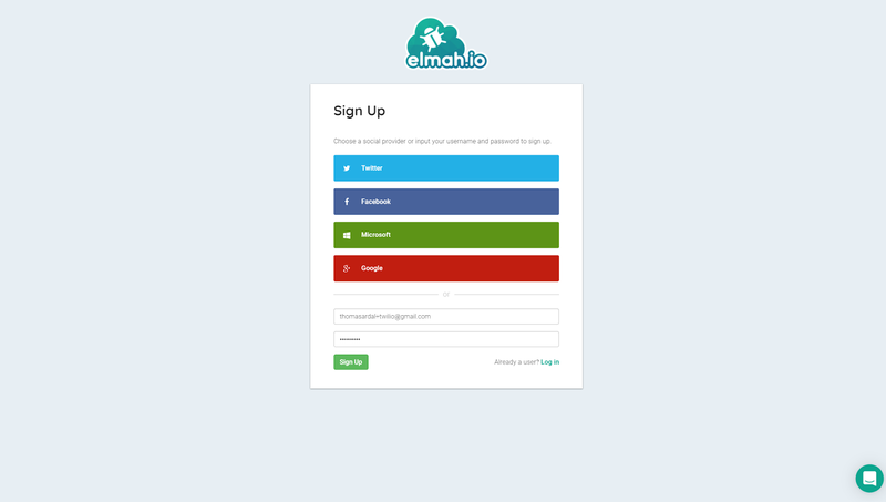 Elmah.io sign up page