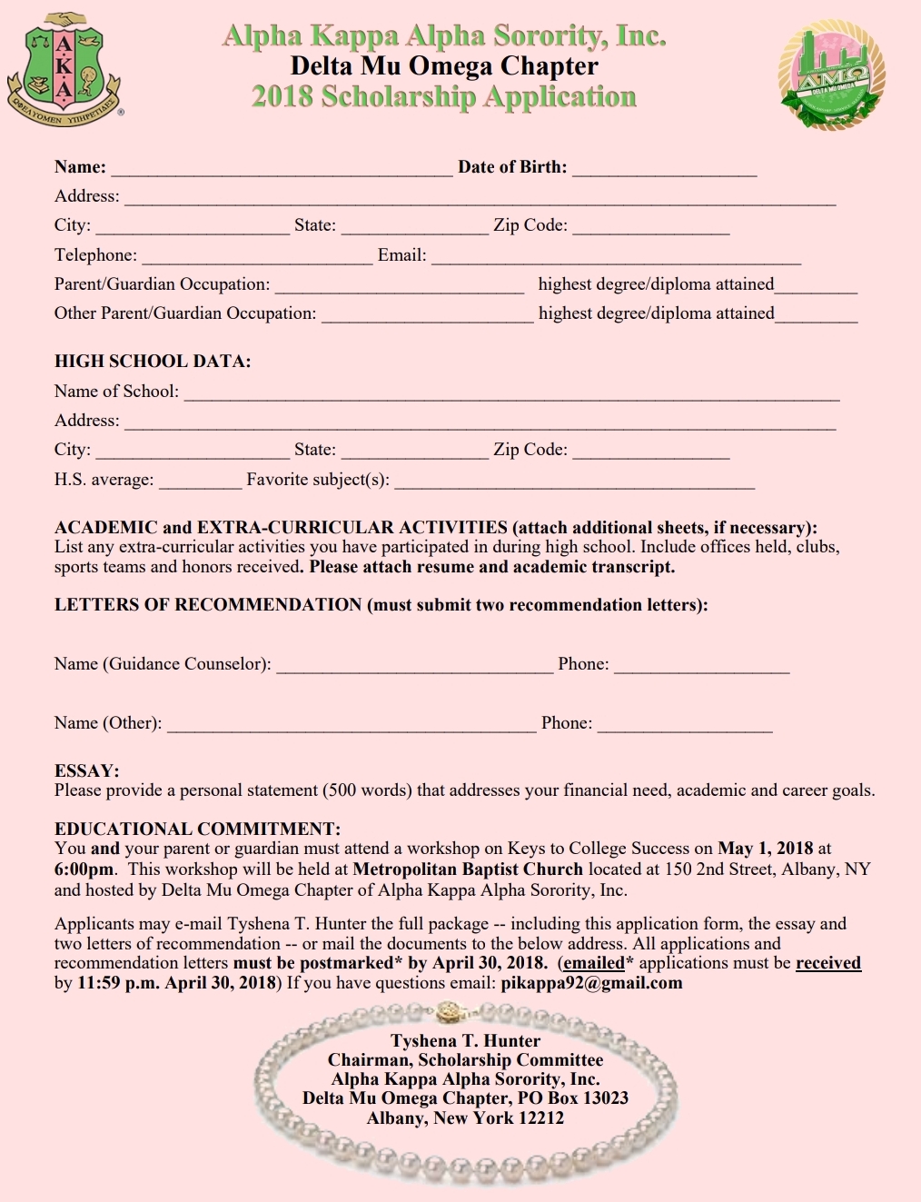 AKA SCHOLARSHIPS Delta Mu Omega, Alpha Kappa Alpha Sorority, INC