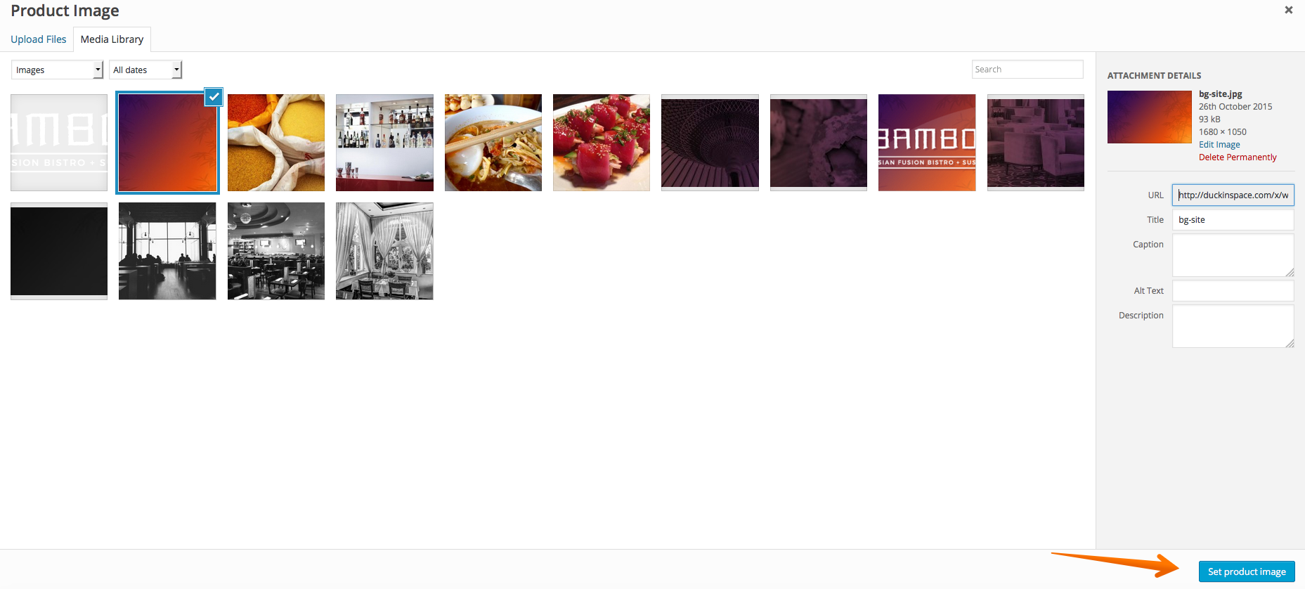 Setting product image