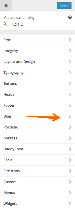 Blog customizer options