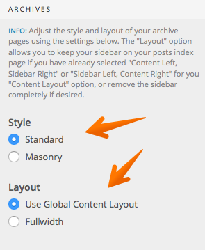 Archive options