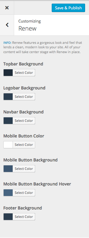 Renew Specific options