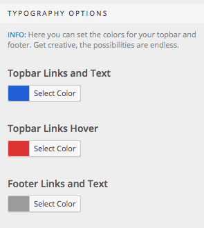 Footer links and text colors