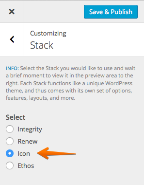 Icon stack selected