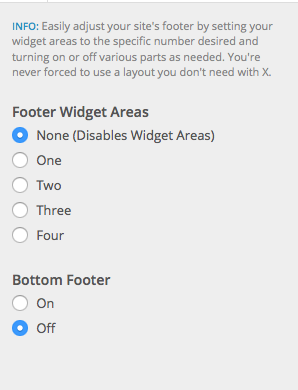 Footer area off customization options