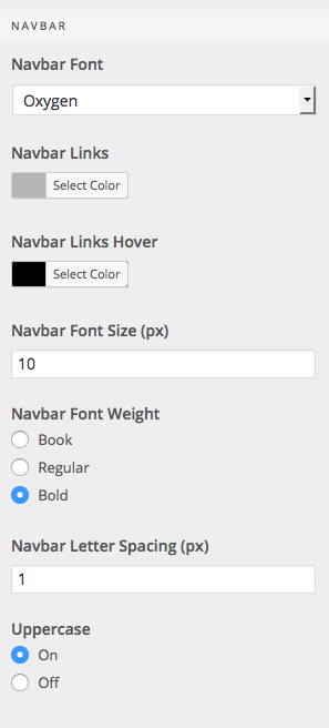 Navbar options