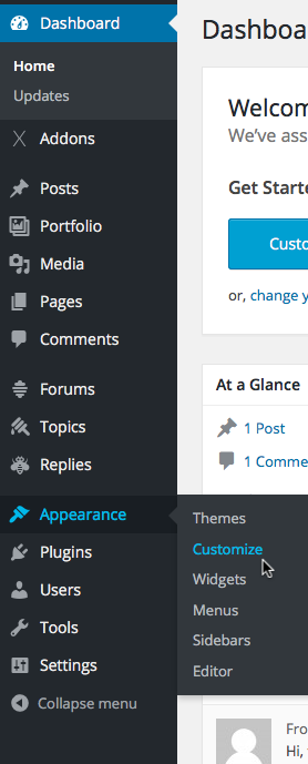 Customize admin link